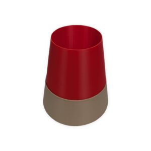 Leafprints 3D Sprout Self Watering Planter, 4-inch two-tone planter in beige and red, shown unplanted.