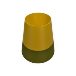 Leafprints 3D Sprout Self Watering Planter, 4-inch two-tone planter in olive green and yellow, shown unplanted.