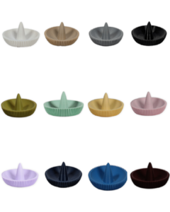 12 color options for The Fluted Ring Holder and Jewelry Catchall by Leafprints 3d, displayed in a 3x4 grid in White, Beige, Grey, Black, Bamboo, Sage, Buttercup, Peony, Lilac, Navy, Sapphire Blue, and Oxblood.